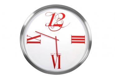 Liv Zone Metal Clock, Red Roman Number