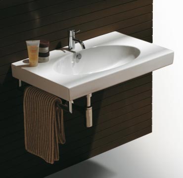 Lft Spazio Wall Hung Rectangular Console 80 Set Up Withone Tap Hole
