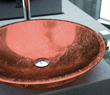 Circus43 Tekno Form Counter Top Wash Basin  Dia.430 X H.140 Mm In Copper Leaf 3d