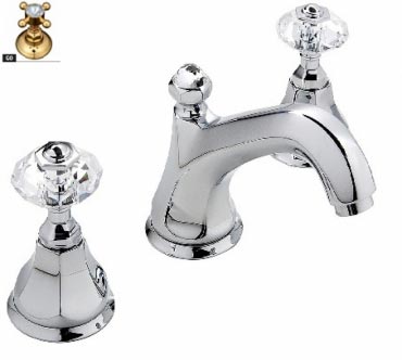 Teide Three Hole Wash Basin Mixer With Crystal Lever